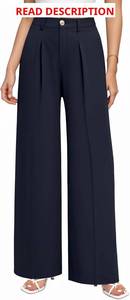 lot 1070 image: CLOZOZ Wide Leg Pants Womens High Waisted Work Trousers Regular for Office Business Casual. XL TAN