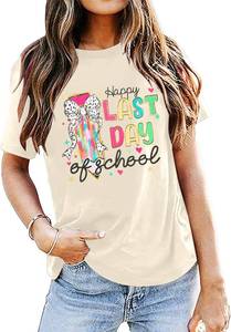 lot 1076 image: Last Day of School Teacher Shirt Women Teacher Life Shirts Summer Happy Graduation Gifts Tee Tops Medium