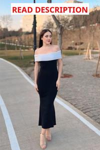 lot 1091 image: ZESICA Womens Summer Off The Shoulder Ribbed Knit Sweater Dresses Sleeveless Color Block Party Bodycon Maxi Dress Color is Baby Blue Size Medium