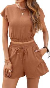 lot 1100 image: Blooming Jelly Womens Two Piece Lounge Sets Summer Casual Airport Short Sets Vacation Outfits Travel Clothes Resort Wear Medium