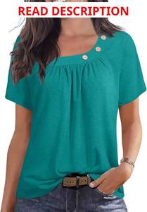 lot 1102 image: PrinStory Womens Short Sleeve Tops Summer Fashion Irregular Neck Knitted Tunic Tops Casual Loose Pullover Shirts Color Wine Red Size Small