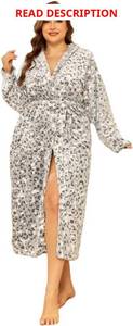 lot 1105 image: RONGTAI Womens Fleece Robe Soft Thermal Bathrobe with Pockets and Belt,Solid Color Hooded Collar Robe Color is Burgundy Size Small