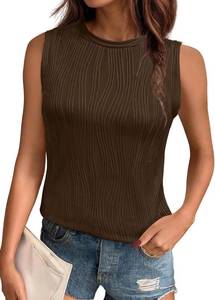 lot 1112 image: PrinStory Womens Sleeveless Textured Slim Tops Crewneck Knit Solid Summer Casual Shirts Pullover Tank Tops for Women Large