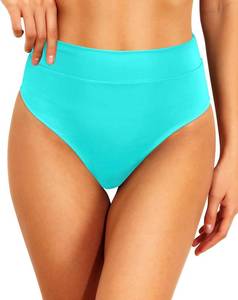 lot 1118 image: Tempt Me Women High Waisted Cheeky Bikini Bottoms Tummy Control Scrunch Butt Swim Bottom Only Small
