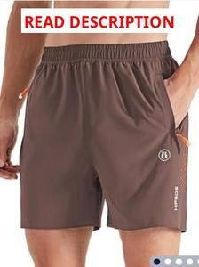 lot 1120 image: HIFEOS Mens Athletic Shorts -Running, Tennis Gym Workout Shorts for Men 579- Comfort, Lightweight, 3 Zippered Pockets Color is Gray Size Small