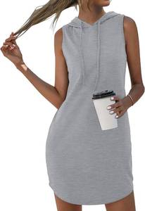lot 1121 image: AUSELILY Womens Summer Dresses Casual Sleeveless Sweatshirt Dress Drawstring Hoodie Mini Dress with Pockets Large