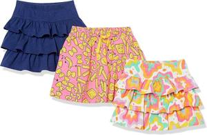 lot 1129 image: Amazon Essentials Girls Knitted Ruffle Scooter Skirts (Previously Spotted Zebra), Pack of 3, NavyPink CandyWhite Rainbow Print, Small 67