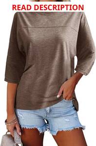 lot 1133 image: Orchidays Womens Crew Neck 34 Sleeve Basic T-Shirts Solid Loose Cute Tunic Top Blouses Color is Blue Sky Size XL