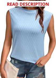 lot 1141 image: PrinStory Womens Sleeveless Textured Slim Tops Crewneck Knit Solid Summer Casual Shirts Pullover Tank Tops for Women Color is Grass Grass Size Large