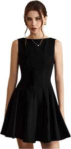 lot 1146 image: Womens Sleeveless Mini Dress Boat Neck High Waist Flared A Line Cocktail Party Dresses Large