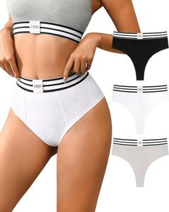 lot 1149 image: UMMISS Womens High Waisted Underwear Cotton Bikini Hipster Panties Soft Stretch Threaded Ladies Sport Panties 3 Pack Large