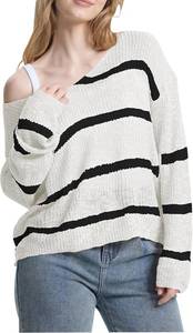 lot 1170 image: White Sweater Pullovers Women V Neck Off Shoulder Sweaters Lightweight Fall Knit Jumpers XL