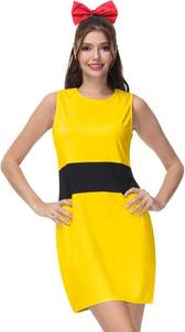 lot 1175 image: Maisolly Halloween Womens Cosplay Party Mini Costume Knee Length Sleeveless Dresses Yellow L