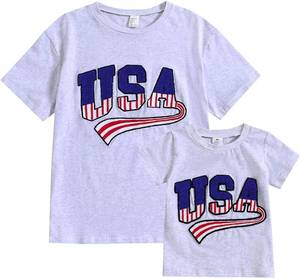 lot 1191 image: 4th of July Mommy and Me Matching Shirts American Flag Tshirt Tops Mom Daughter Son Outfit Small