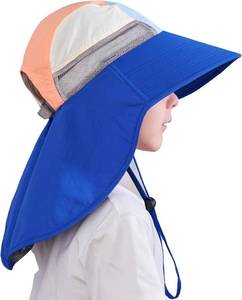 lot 1195 image: Kids Sun Hats for Boys and Girls Summer Hat with Neck Flap UPF 50 UV Protection Wide Rigid Brim Toddler Beach Swim Sunhat