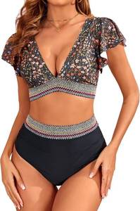 lot 1198 image: Edelqual Womens High Waisted Bikini Sets Tummy Control Swimsuit Collection Color Block Two Piece Bathing Suit Small