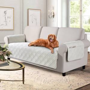 lot 709 image: TAOCOCO Waterproof Couch Covers for Pets Dogs with Non Slip Backing, Sofa Seat Covers with Side Pocket for 3 Cushion Couch Washable Dog Couch Cover Protector Sofa Slipcovers(Sofa, Off White) - Retail $35