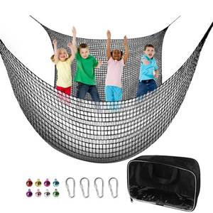 lot 714 image: Toriexon Climbing Cargo Net - 6.5 x 9.8, Double Layer Playground Safety Net with Storage Bag for Kids Outdoor Treehouse - Retail $45