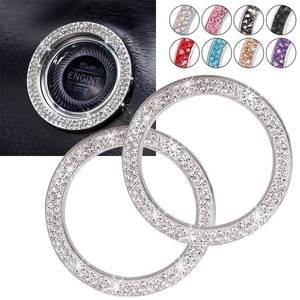 lot 716 image: ToBeQueen Car Bling Ring Crystal Car Stickers Rings Womens Car Decals,2Pcs Push Start Button Bling Ignition Ring Sticker,Bling Car Interior Accessory for Women,Silver - Retail $6