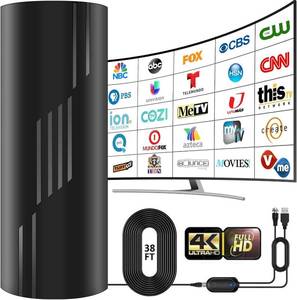 lot 744 image: 3900 Miles Range TV Antenna,2026 Digital TV Antenna Indoor Outdoor with Strongest Amplifier, 360°Reception HDTV Antenna for Local Channels for Smart TV and Old TVs-38ft Coax Cable-Support 8K 4K 1080p - Retail $57