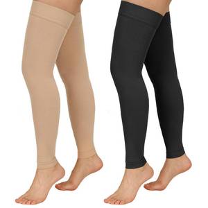 lot 764 image: Totexil 2 Pairs Compression Stockings for Women & Men, 20-30mmHg Thigh High Compression Socks, Footless Medical Socks with Silicone Dot Band--Best Support for Sports Varicose Veins (Black&Beige,S) - Retail $30