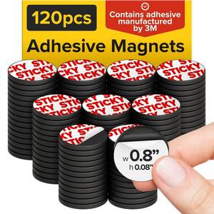 lot 774 image: Peel-&-Stick Flexible Adhesive Magnets - 120 Magnetic Dots for Office Supplies, Whiteboard, Crafts, Fridge, & School Projects - Retail $10