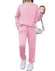 lot 785 image: Arshiner Girls Clothes 2 Piece Girl Sweatsuit Long Sleeve Tops Long Pants Fall Clothes for Girls 130 - Retail $10