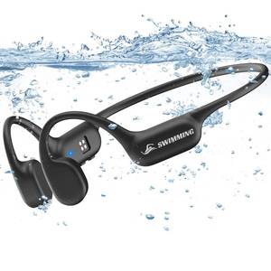 lot 793 image: SAMVEK Swimming Headphones, Bone Conduction Headphones, 5.4 Bluetooth Wireless Open Earphones Sports,IP68 Waterproof Headphone Built-in 32GB MP3 Player,Swimming Headphone Underwater for Running-Black - Retail $60