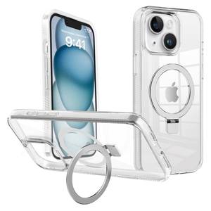 lot 799 image: Laisesimo Magnetic Case for iPhone 13 & iPhone 14 - Compatible with MagSafe, Military Grade Drop Protection, Built-in Invisible Ring Stand,Anti-Yellowing, Stronger Magnet,6.1,Clear - Retail $15