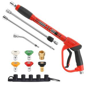 lot 807 image: Tool Daily Pressure Washer Gun with Replacement Wand, 17 Inch Power Washer Extension Wand, 30° Curved Rod, 5 Nozzle Tips, 4000 PSI - Retail $44