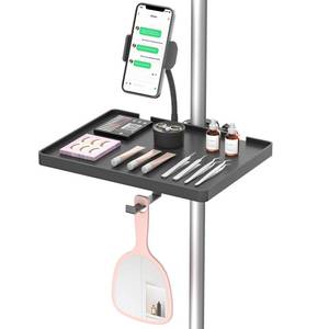 lot 810 image: Adjustable Lash Tray Holder for Ring Light Tray�� Clip-On Organizer Stand with Phone Holder & Mirror Hook to Put Eyelash Extension Supplies, Perfect for Lash Techs & Salon or Home Use - Retail $17