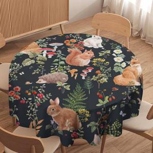 lot 812 image: JanJCurt Watercolor Forest Tablecloth, Rustic Woodland Animals Squirrel Rabbit Fox Wild Flower Mushroom Leaves Print Table Cloth Cover for Kitchen Dining Indoor Outdoor Decor, 36x36in - Retail $22