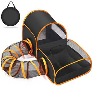 lot 816 image: Portable Cat Playpen with Surround Tunnel, 2-Linked-Enclosed Areas, Ideal Cat Tent Outdoor or Cat Playpen for Indoor Cats Enclosed.Breathable Mesh Design for Indoor & Outdoor Use(Green) - Retail $49