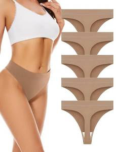 lot 817 image: voenxe Seamless Womens Thong Underwear,High Waisted Tanga Woman No Show Panties,Breathable Workout Comfortable Undies,5 Pack Nude Small - Retail $14