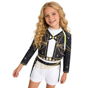 lot 823 image: SAVITO Pop Idol Cosplay Costume, Pop Singers Stage Costumes for Ages 3-12, Halloween Childrens Cosplay Costumes, Black B for 5-6 Years130CM - Retail $37
