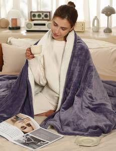 lot 838 image: ESTINGO Heated Blanket Throw Electric Throw Blanket with 5 Heating Levels & 4 Hours Auto Off, Heating Blanket with ETL & FCC Certification, Machine Washable for Home Office, 50 x 60, Lavender Purple - Retail $40