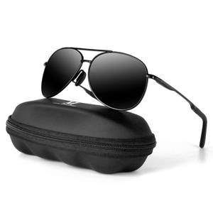 lot 840 image: Aviator Sunglasses for Men Polarized Women UV Protection Lightweight Driving Fishing Sports Unisex glasses MX208 Black Frame Lens - Retail $16