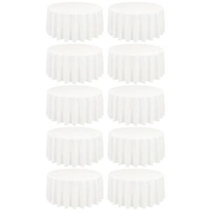 lot 846 image: REWOMC 10 Pack Ivory Round Tablecloths - 90 Inch, Polyester Table Cover, Stain and Wrinkle Resistant Washable Fabric Table Cloths for Wedding Banquet Parties - Retail $63