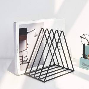 lot 862 image: QPEY Triangle File Holder,5 Slot Metal Vinyl Record Stand Holder Magazine Newspaper Holder Photography Props for Office Home 1 Pc (black) - Retail $10