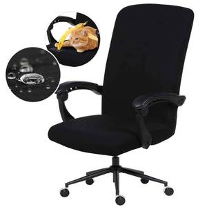 lot 870 image: COVER ONLY Water Resistant Stretch Computer Office Chair Cover with Durable Zipper Universal Washable Removable Spandex Rotating Boss Chair Slipcovers Anti-dust Soft Desk Chair Seat Protector for Dogs Cats Pets - Retail $10