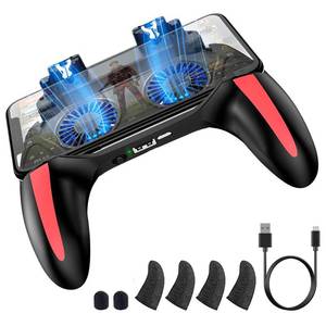 lot 873 image: Mobile Game Controller with 4000mAh Power Bank & Cooling Fan, L1R1 Triggers Joystick for PUBGCall of DutyFortnite, Gaming Grip Gamepad for 4.7-7 Android iOS Phone - Retail $17