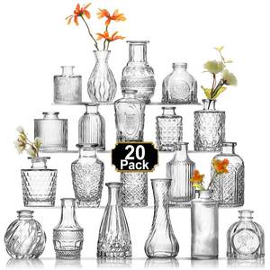 lot 878 image: Arme 19 Pcs Bud Vase Set, Mini Vases for Flowers, Small Vintage Glass Vase for Centerpieces, Cute Clear Bud Vases for Home Flower Wedding Decorations - Retail $27