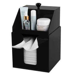lot 879 image: Anyoifax Disposable Facial Towels Storage Compatible with Clean Skin Club Clean Towel XL Double Layer Acrylic Box Cotton Pads Container Qtip Bin Face Towelettes Holder for Bathroom Counter, Black - Retail $22