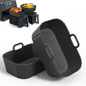 lot 880 image: PINTAUR Silicone Air Fryer Liners 2 Pack, Reusable Liners Compatible for Ninja Foodi DZ201, DZ401, DZ550, COSORI, Chefman, Instant Air Fryer, and 6-in-1 8-10QT AirFryer Baskets - Retail $10
