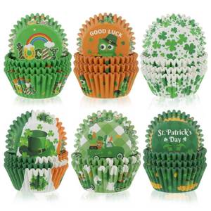 lot 885 image: 600 Pcs Paper Baking Cups Cupcake Wrappers,St. Patricks Cupcake Liners - Retail $5
