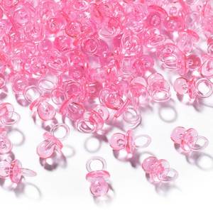 lot 888 image: XINHUIDALSQ 150 Mini Acrylic Pacifiers for Baby Shower Game, 0.86 Inch Bulk Chupones para Gender Reveal Party Favors Table Decoration (Pink) - Retail $7
