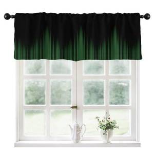 lot 915 image: Coxila Green and Black Kitchen Valance Curtains 52 x 18 Inch Rod Pocket Ombre Emerald Gothic Goth Simple Gradient Design Small Short Home Living Room Treatment Set of 1 Curtain Panel Drapes - Retail $16
