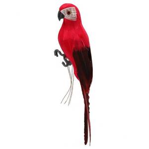 lot 916 image: LWINGFLYER Red Artificial Parrot Life Size Foam Feather Parrot Macaw Birds for Decoration Costume Shoulder Ornament Modern Home Garden Party Decor (9.8inch25cm) - Retail $9