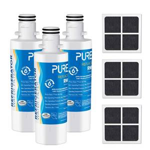 lot 932 image: PUREPLUS ADQ747935 Replacement for LG LT1000P LT1000 Kenmore Elite 9980 LT1000PC, MDJ64844601 ADQ74793501, LMXS28626S, LFXS26973S, LT120F Refrigerator Water and Air Filter,3Pack, Model RWF4700AC - Retail $25