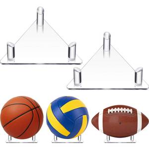 lot 936 image: ONLY ONE Pcs Acrylic Ball Stand Display Holder Sports Ball Storage Rack for Football Basketball Volleyball and Soccer (Transparent) - Retail $10